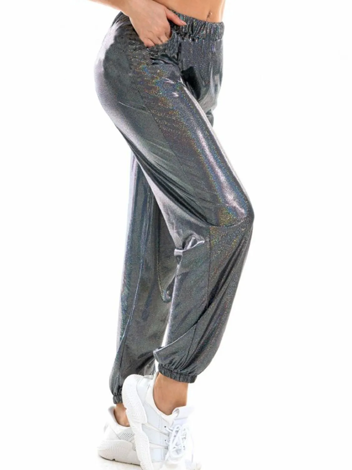 Glitter Elastic Waist Pants with Pockets sold by Unique Kulture product image thumbnail 5