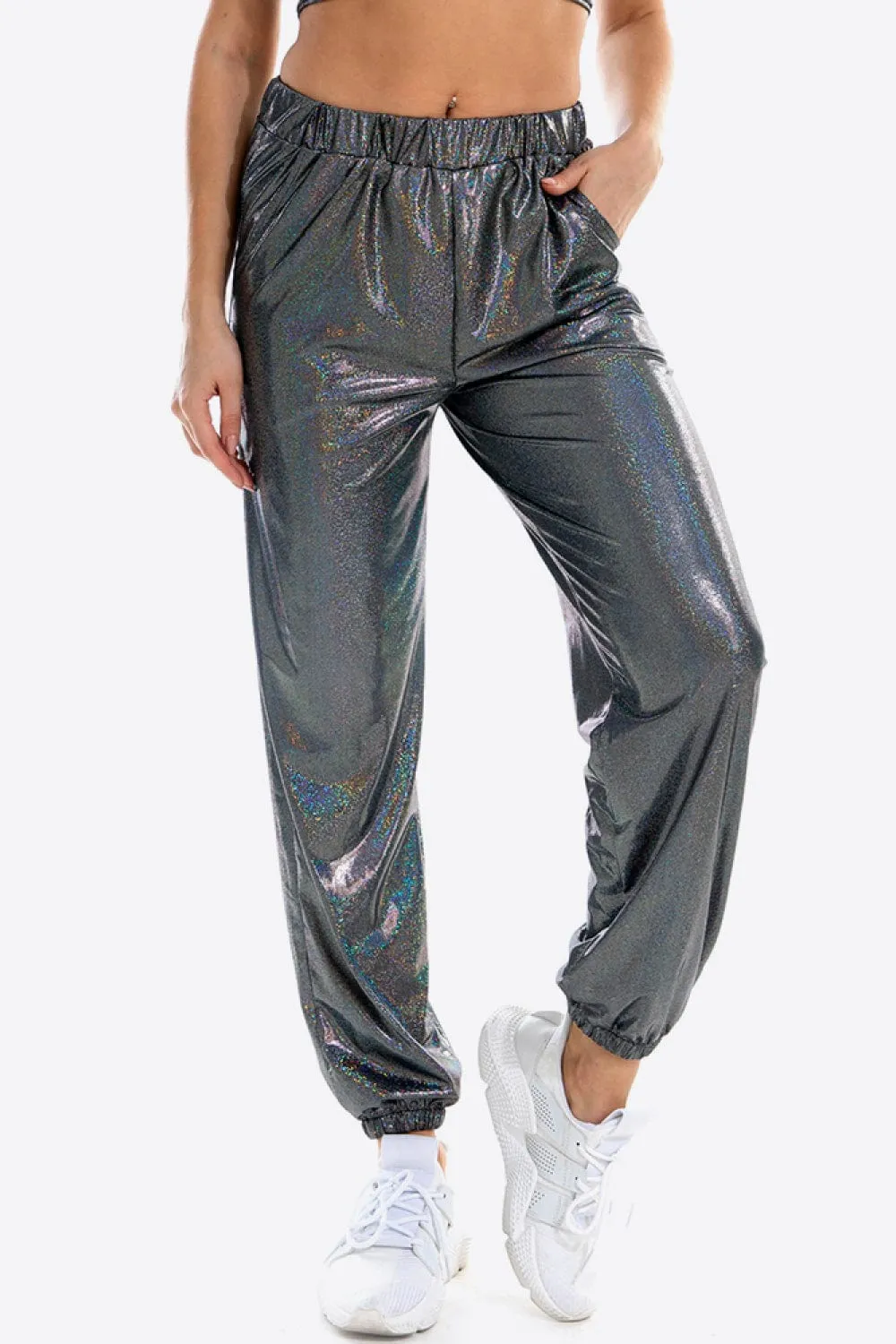 Glitter Elastic Waist Pants with Pockets sold by Unique Kulture product image thumbnail 4