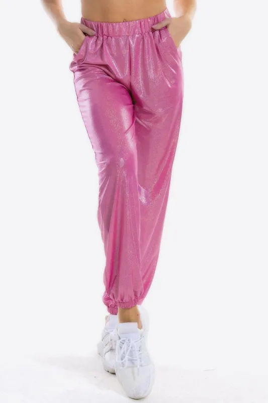 Glitter Elastic Waist Pants with Pockets sold by Unique Kulture