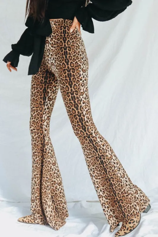 Leopard Print Flare Leg Pants sold by Unique Kulture