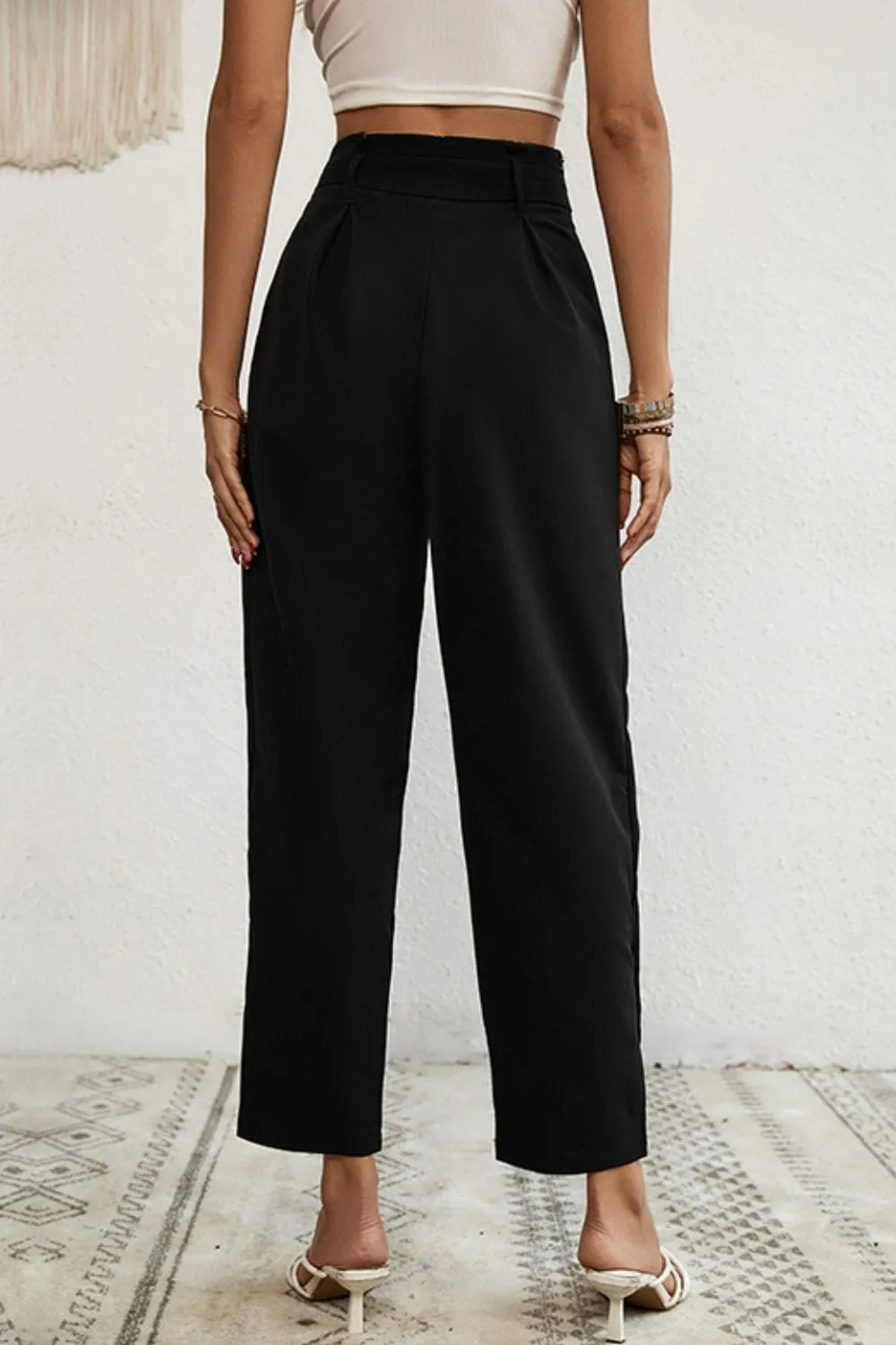Buttoned Tie-Waist Cropped Pants sold by Unique Kulture product image thumbnail 2