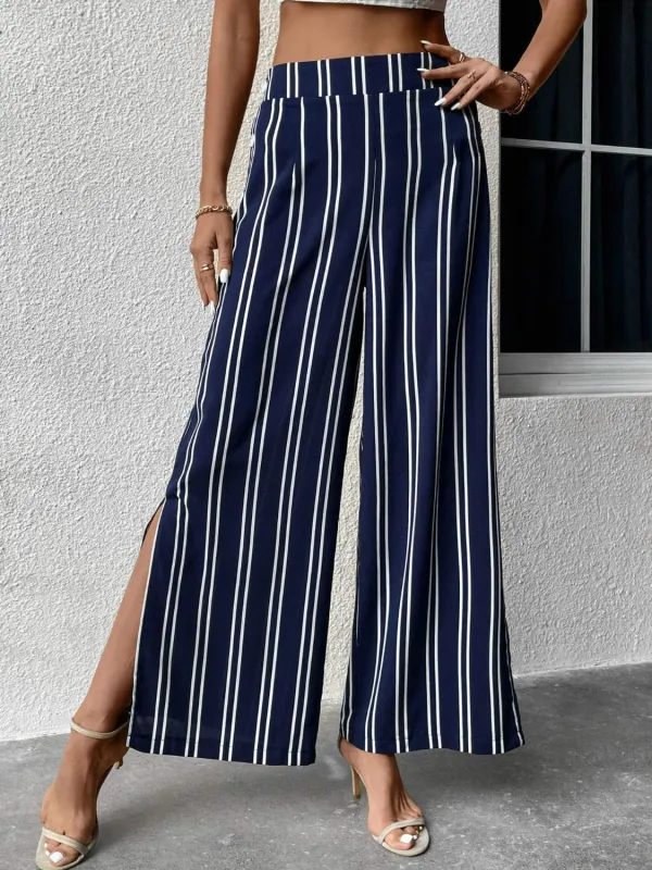 Striped Slit Wide Leg Pants sold by Unique Kulture