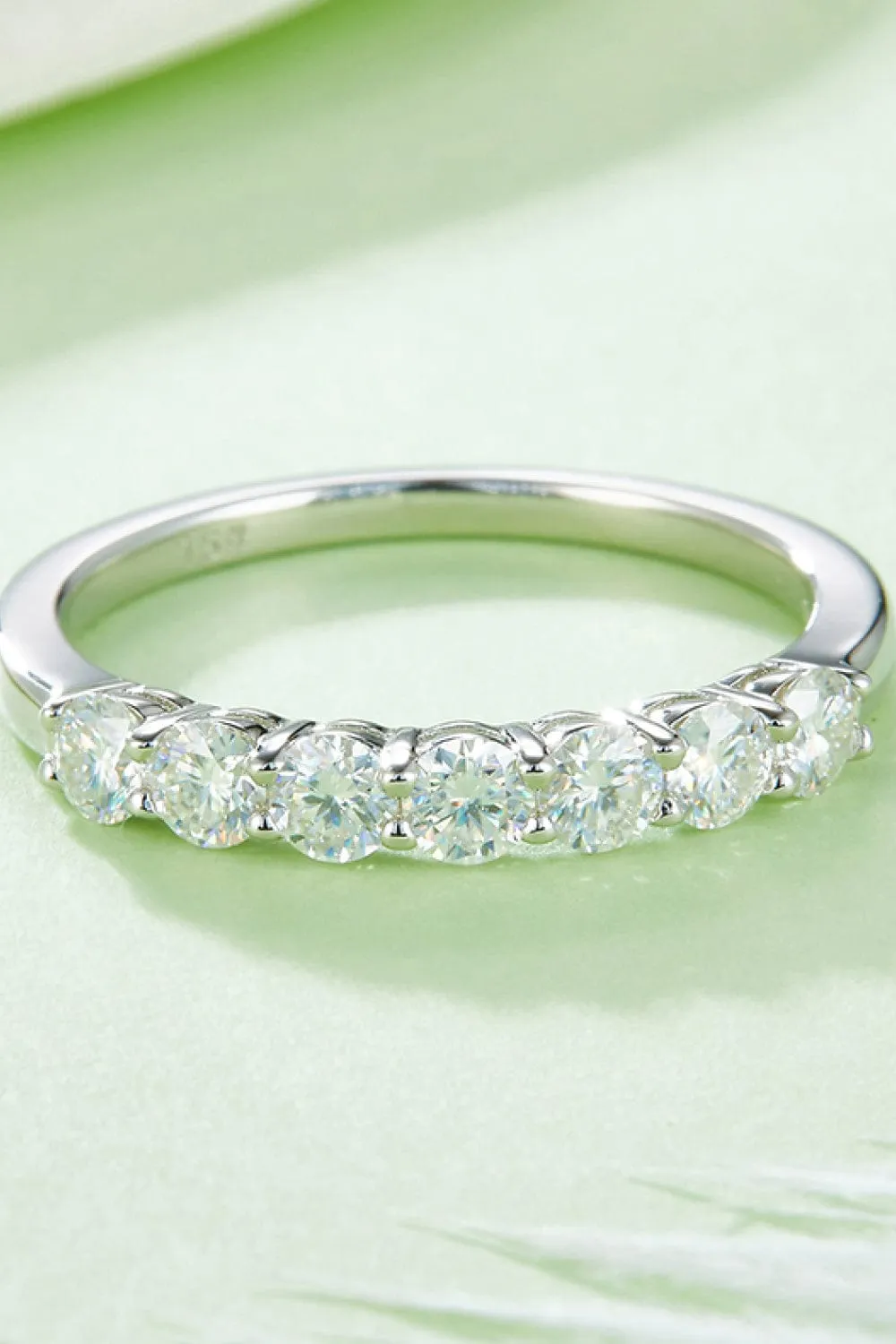Moissanite Platinum-Plated Half-Eternity Ring sold by Unique Kulture product image thumbnail 2