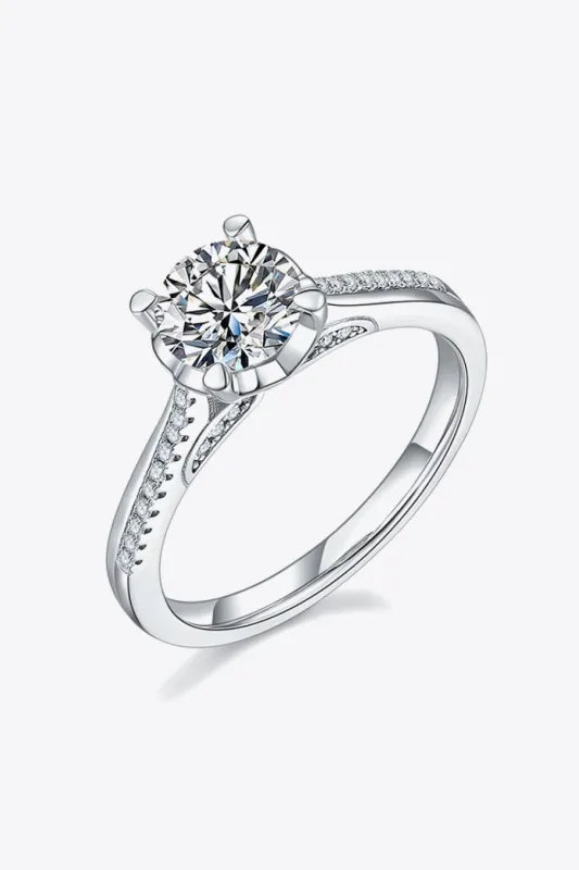 1 Carat Moissanite 925 Sterling Silver Side Stone Ring sold by Unique Kulture