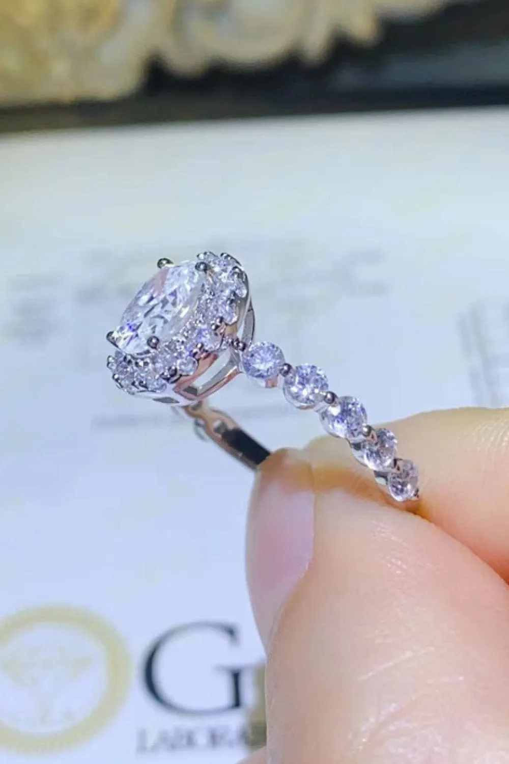2 Carat Moissanite 925 Sterling Silver Halo Ring sold by Unique Kulture product image thumbnail 5