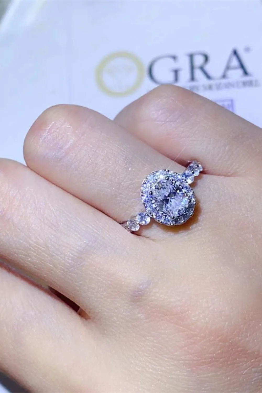 2 Carat Moissanite 925 Sterling Silver Halo Ring sold by Unique Kulture product image thumbnail 2
