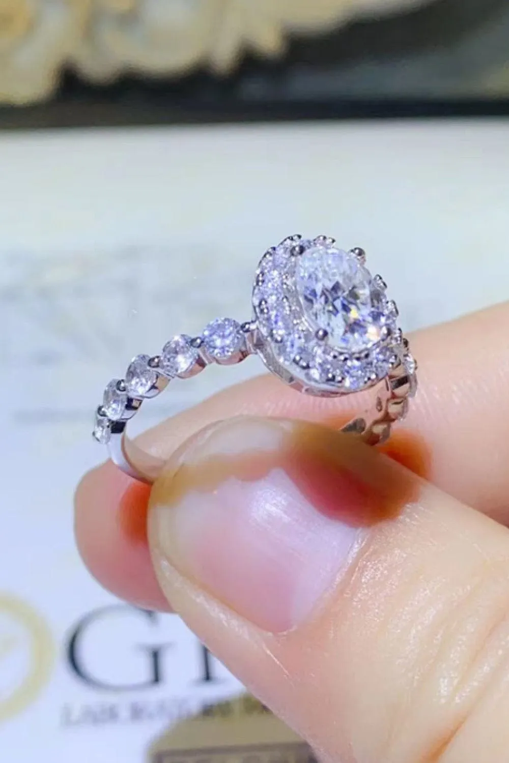 2 Carat Moissanite 925 Sterling Silver Halo Ring sold by Unique Kulture product image thumbnail 3
