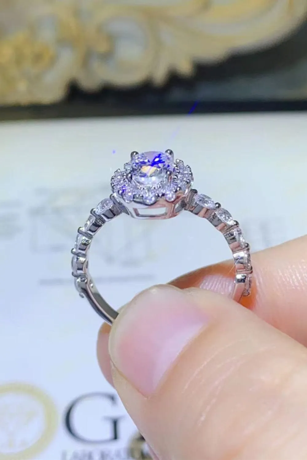 2 Carat Moissanite 925 Sterling Silver Halo Ring sold by Unique Kulture product image thumbnail 4