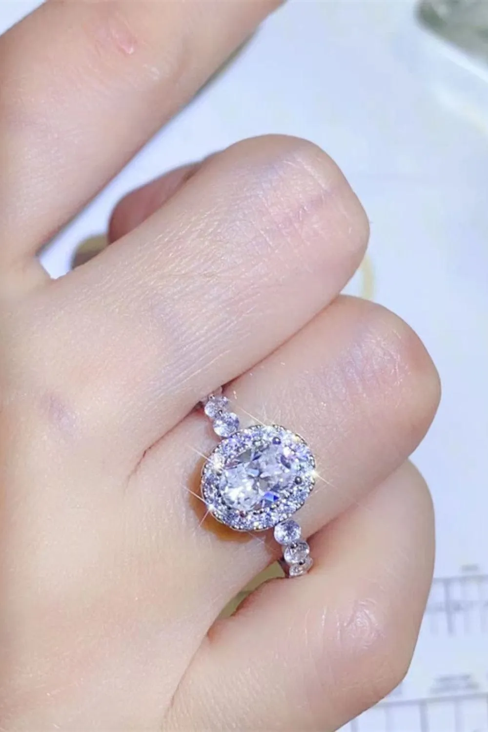 2 Carat Moissanite 925 Sterling Silver Halo Ring sold by Unique Kulture