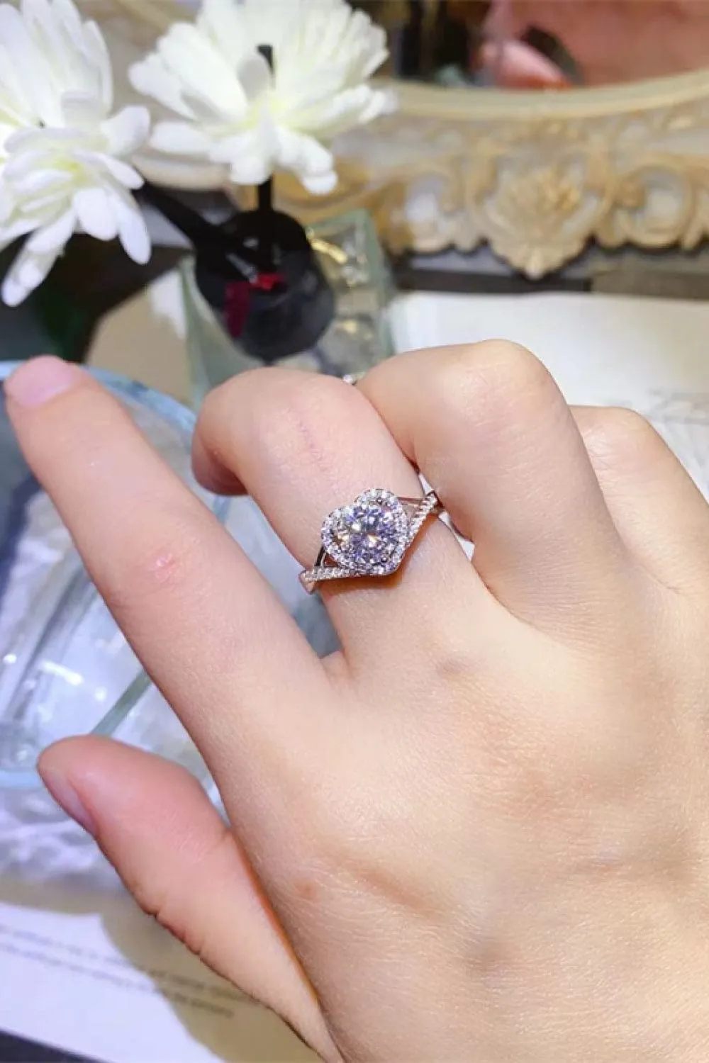 1 Carat Moissanite 925 Sterling Silver Heart Ring sold by Unique Kulture