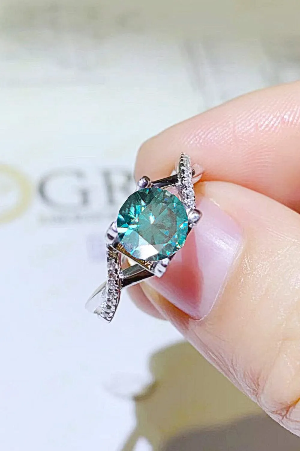 1 Carat Moissanite Crisscross 925 Sterling Silver Ring sold by Unique Kulture product image thumbnail 2