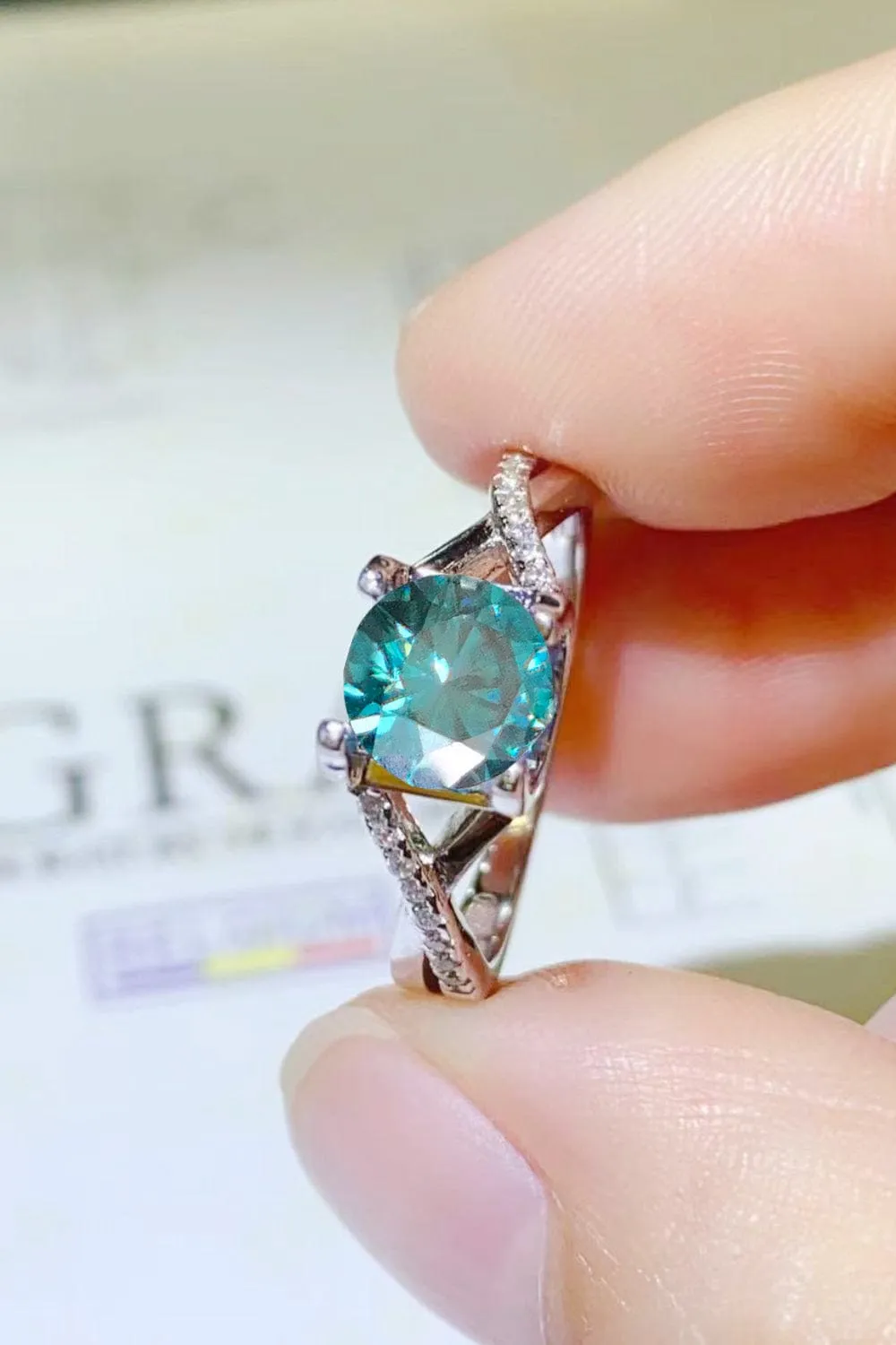 1 Carat Moissanite Crisscross 925 Sterling Silver Ring sold by Unique Kulture product image thumbnail 3