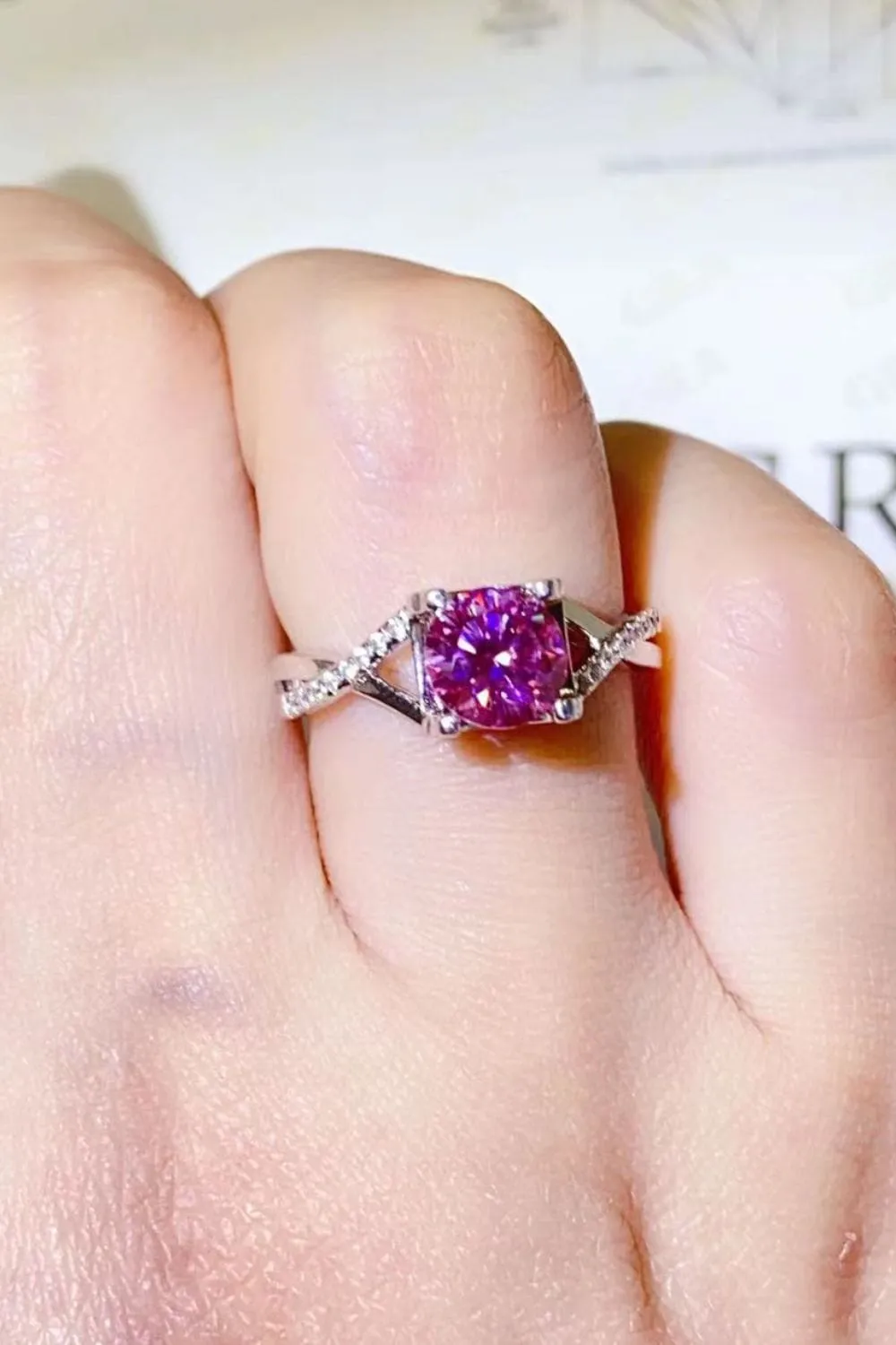 1 Carat Moissanite Crisscross 925 Sterling Silver Ring sold by Unique Kulture product image thumbnail 2