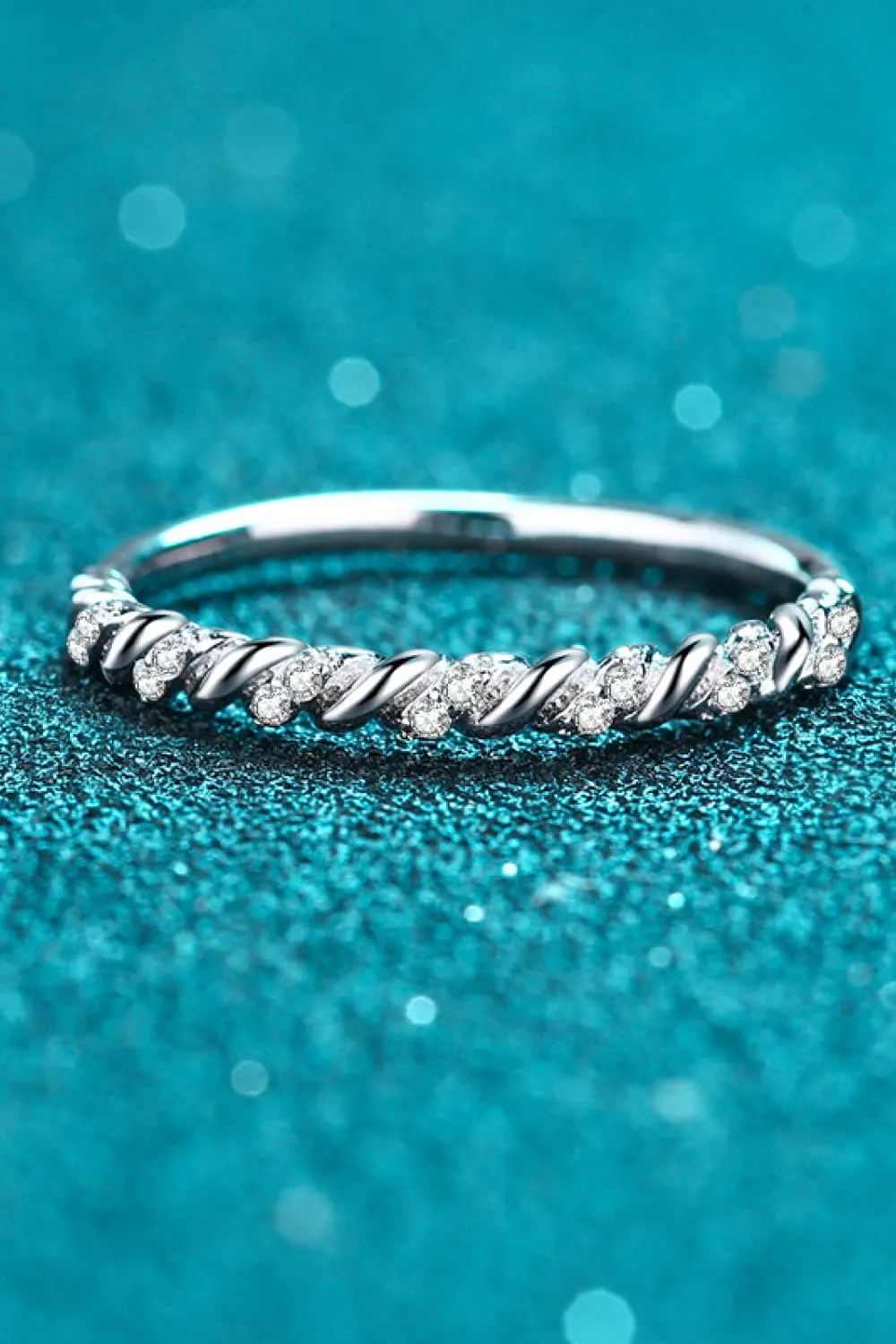 Moissanite Rhodium-Plated Half-Eternity Ring sold by Unique Kulture product image thumbnail 5