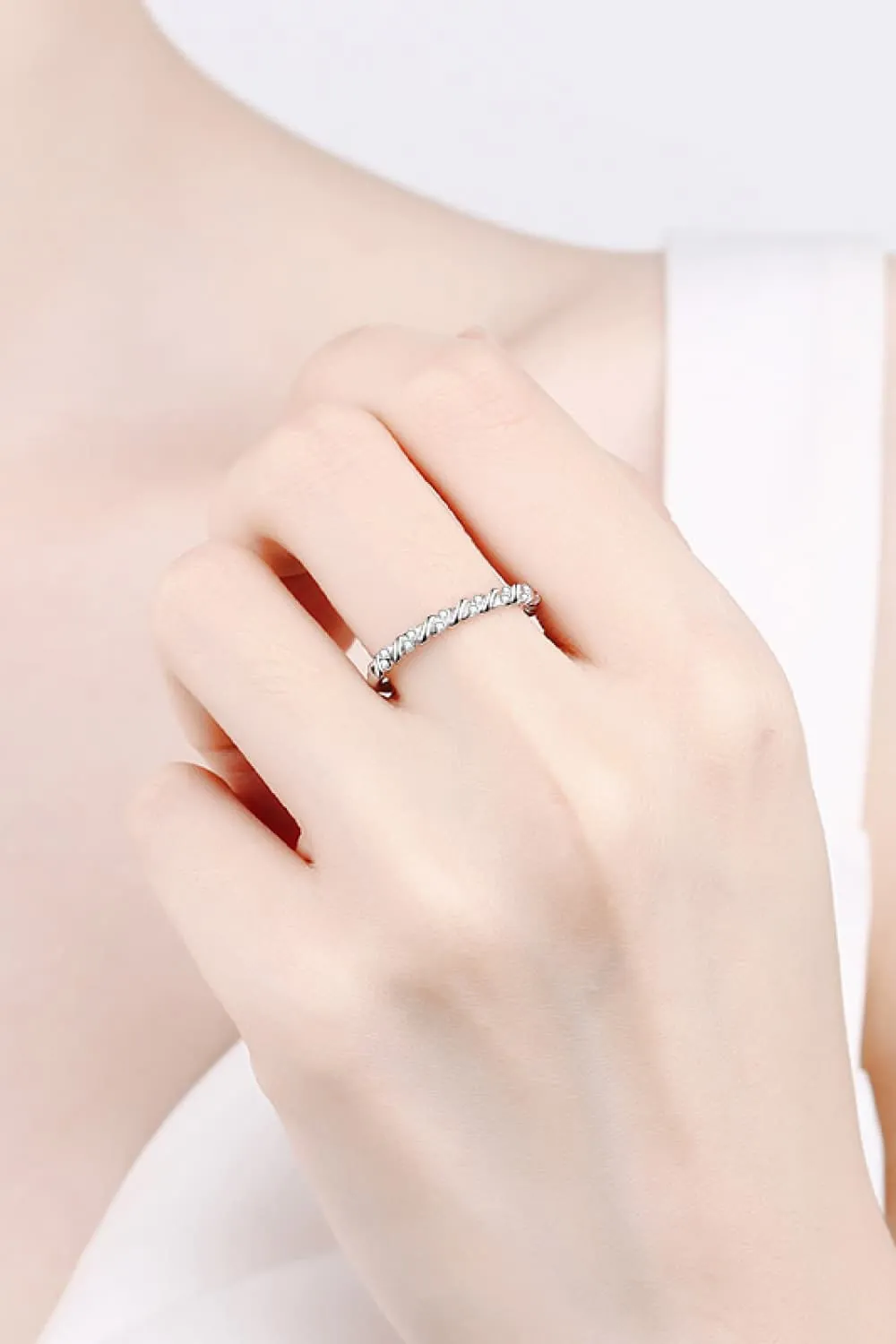 Moissanite Rhodium-Plated Half-Eternity Ring sold by Unique Kulture product image thumbnail 2