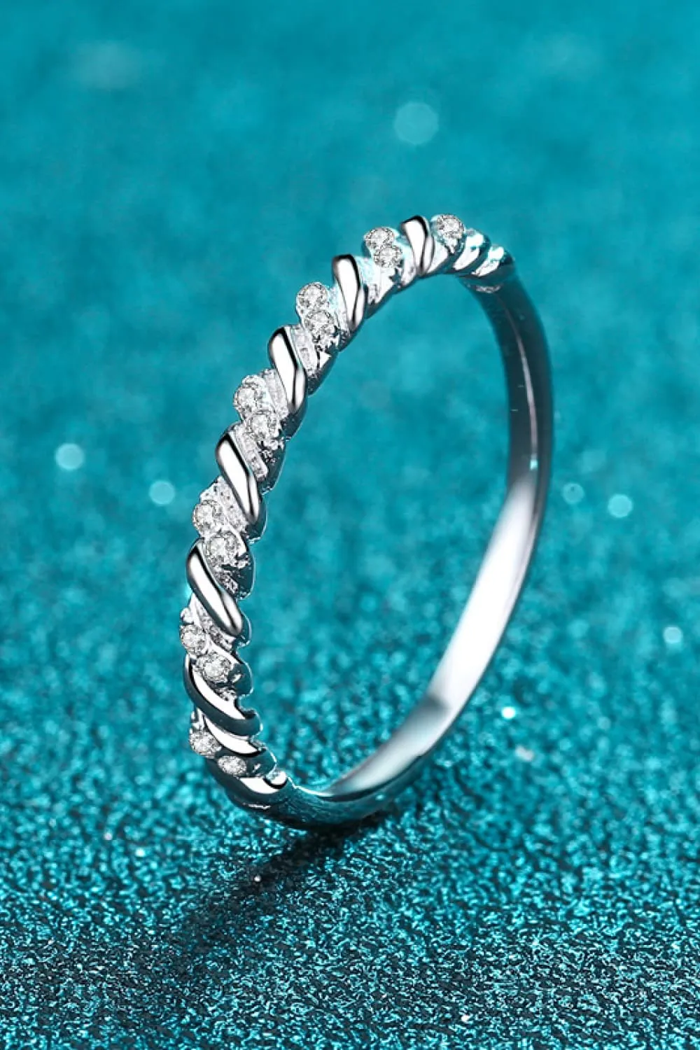 Moissanite Rhodium-Plated Half-Eternity Ring sold by Unique Kulture product image thumbnail 3
