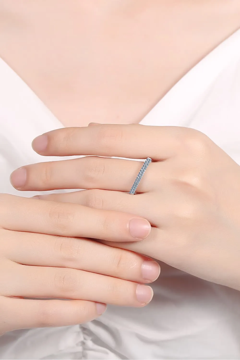 Moissanite 925 Sterling Silver Half-Eternity Ring sold by Unique Kulture product image thumbnail 3