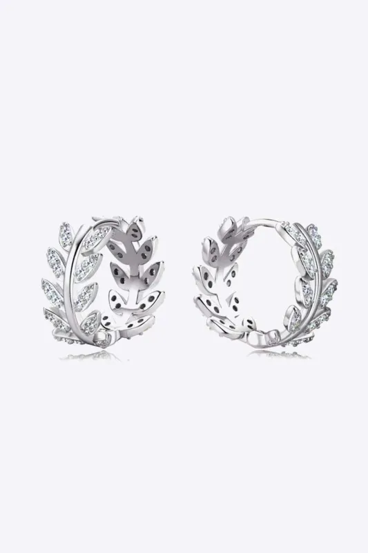 Moissanite Leaf 925 Sterling Silver Earrings sold by Unique Kulture
