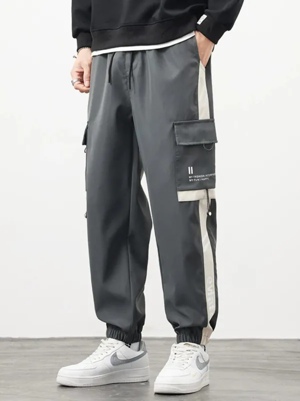 Men's Plus Size Cargo Pants with Side Stripe sold by Unique Kulture