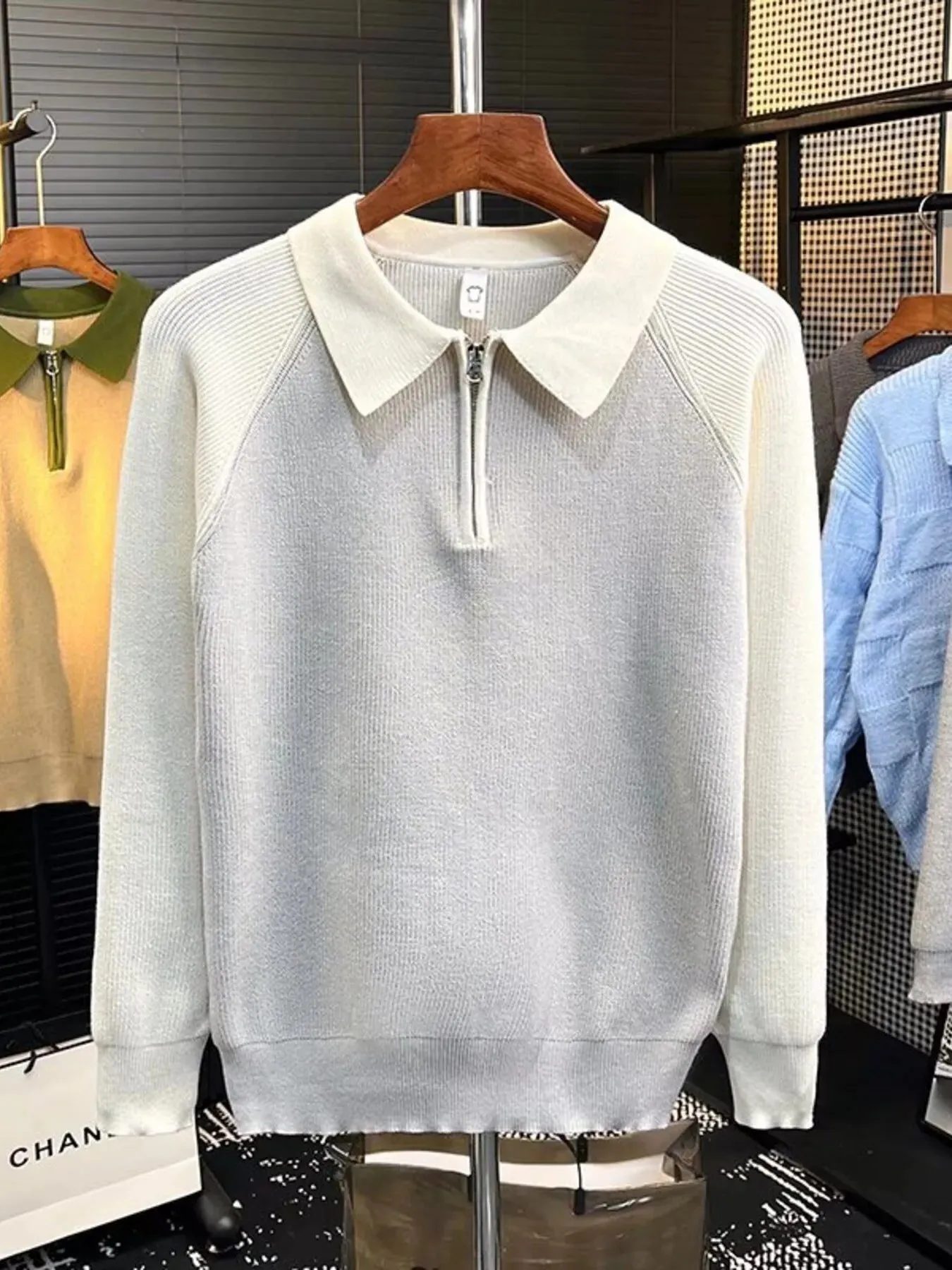 Men's Plus Size Quarter Zip Raglan Sleeve Sweater sold by Unique Kulture product image thumbnail 2