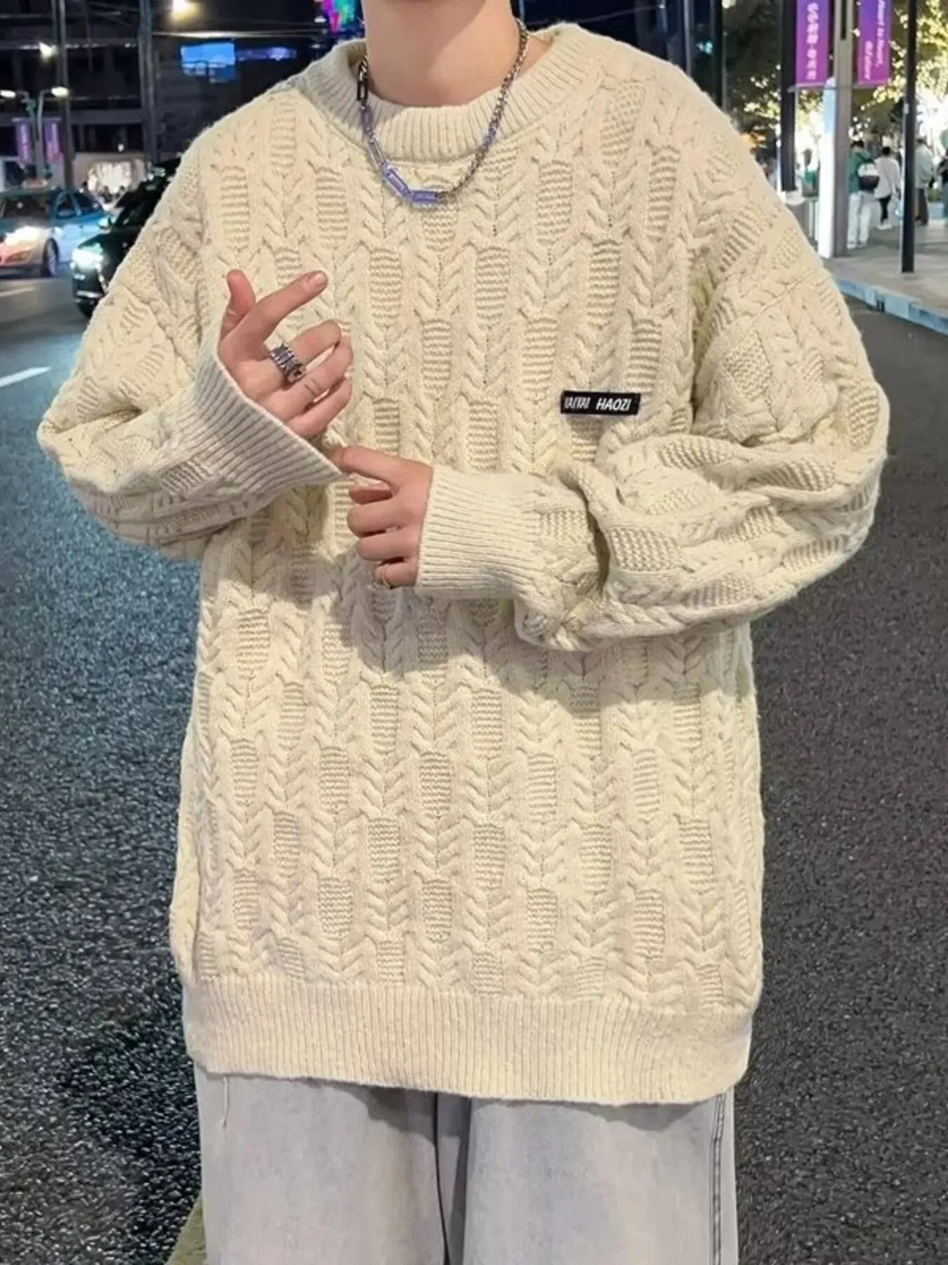 Men's Plus Size Textured Knit Long Sleeve Sweater sold by Unique Kulture product image thumbnail 3