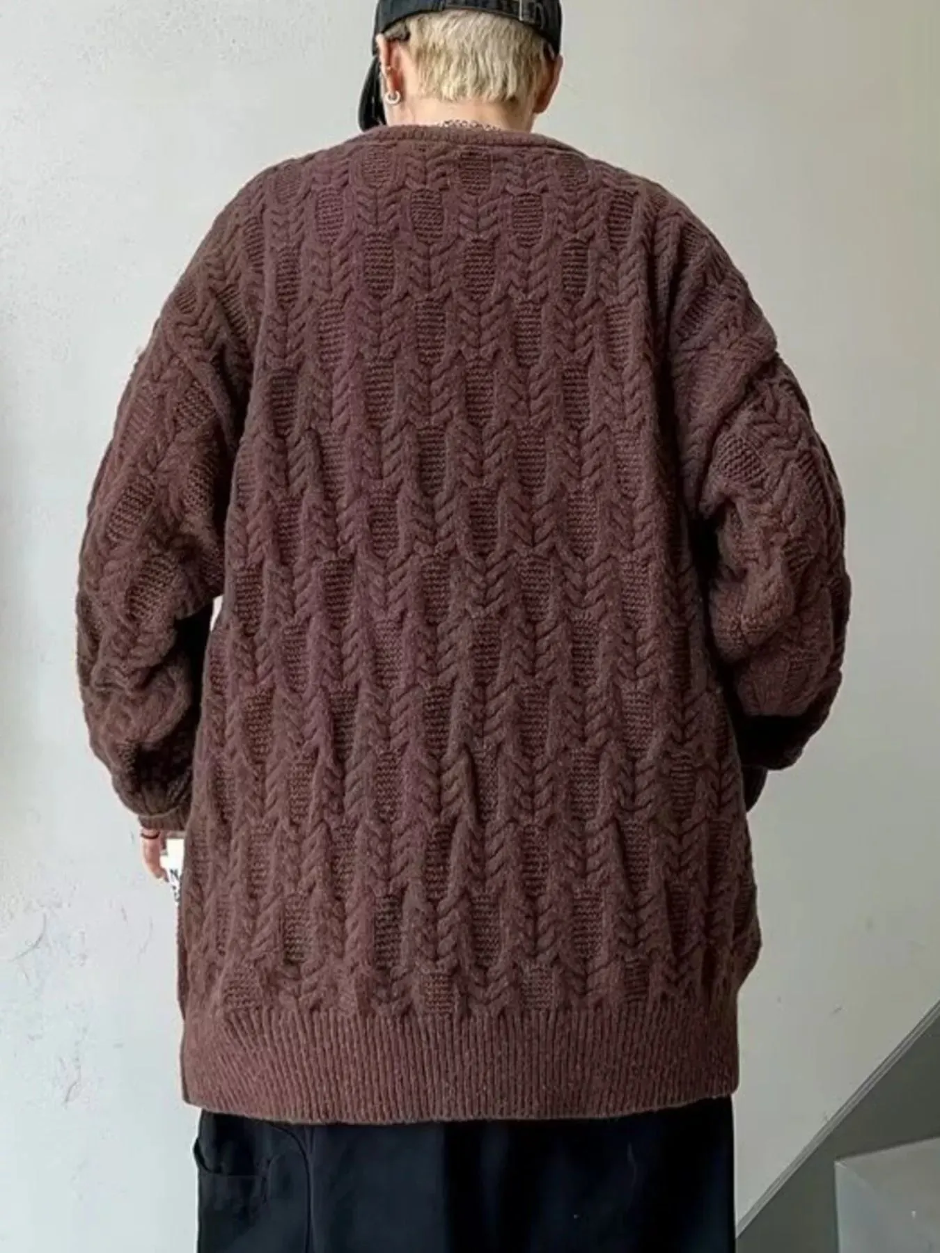 Men's Plus Size Textured Knit Long Sleeve Sweater sold by Unique Kulture product image thumbnail 2