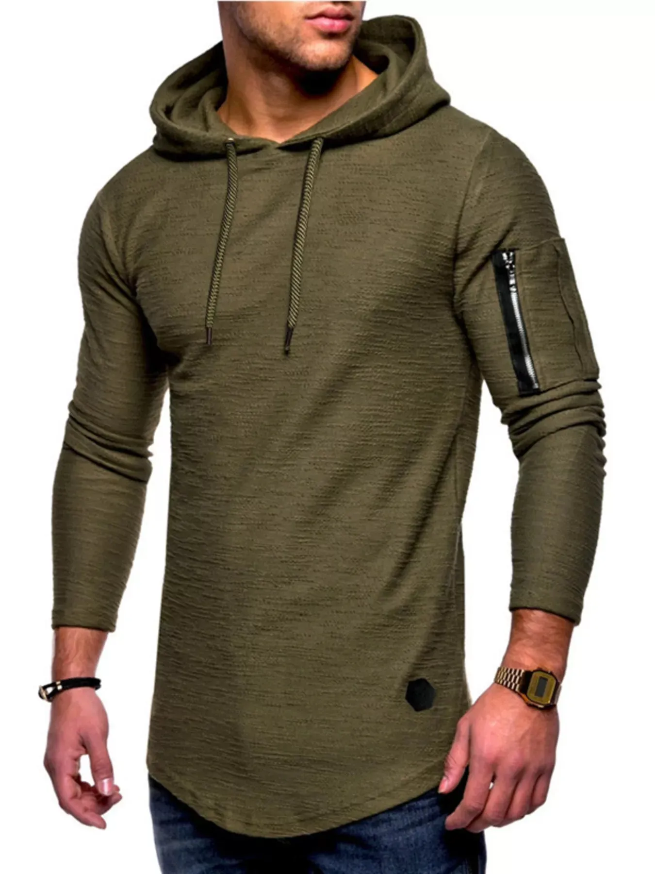 Men's Plus Size Casual Slim Fit Long Sleeve Hoodie sold by Unique Kulture