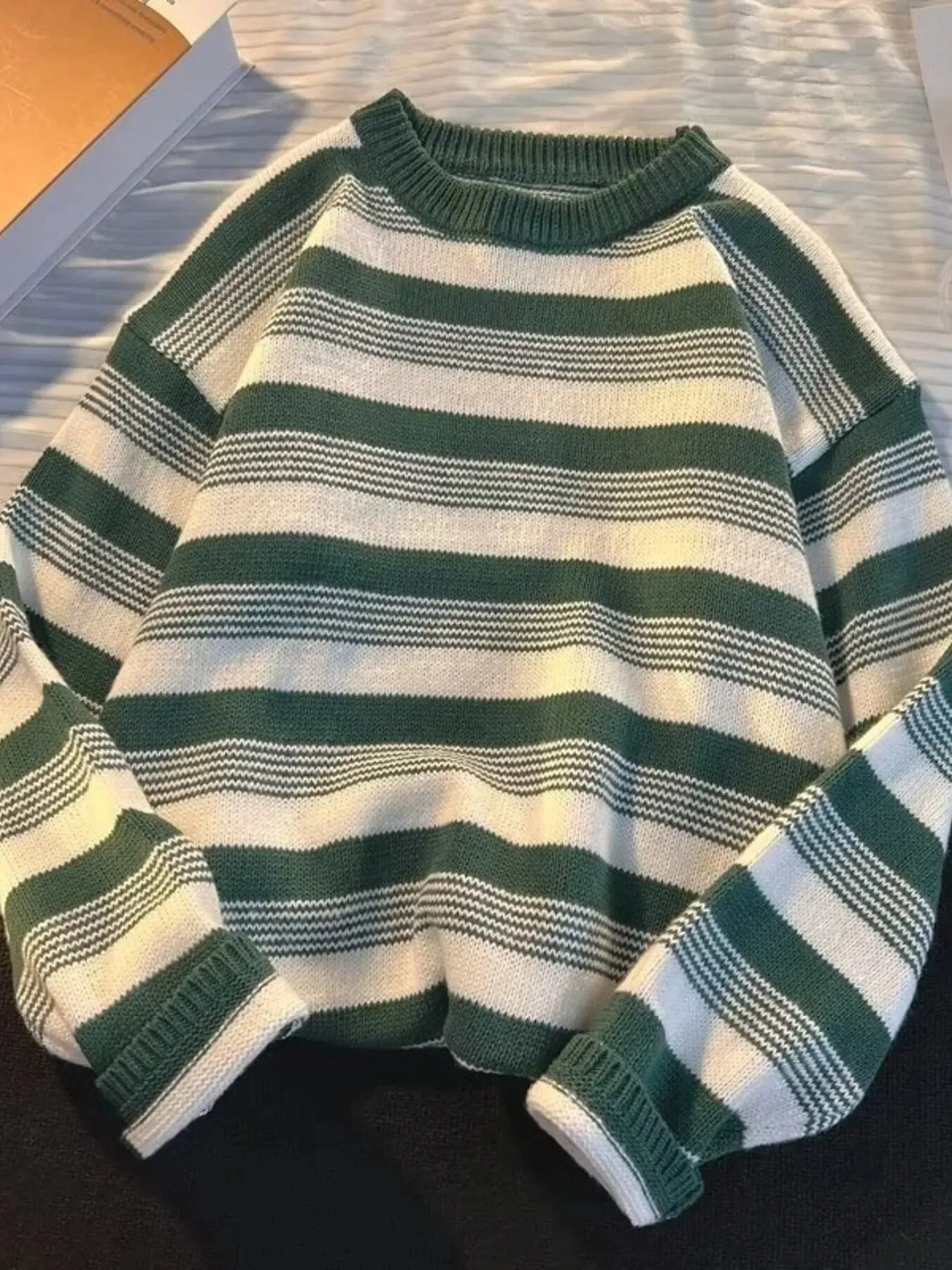 Men's Full Size Striped Round Neck Long Sleeve Sweater Plus Size sold by Unique Kulture product image thumbnail 3