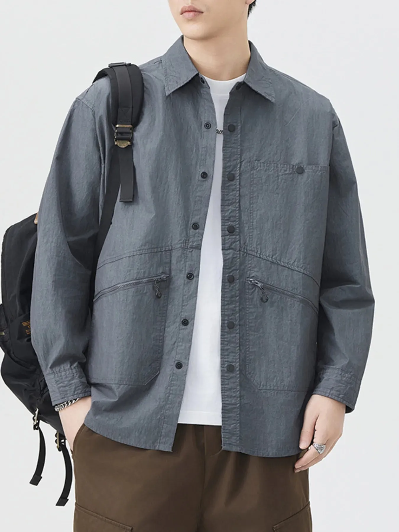 Men's Plus Size Casual Lightweight Button Up Shirt sold by Unique Kulture product image thumbnail 4