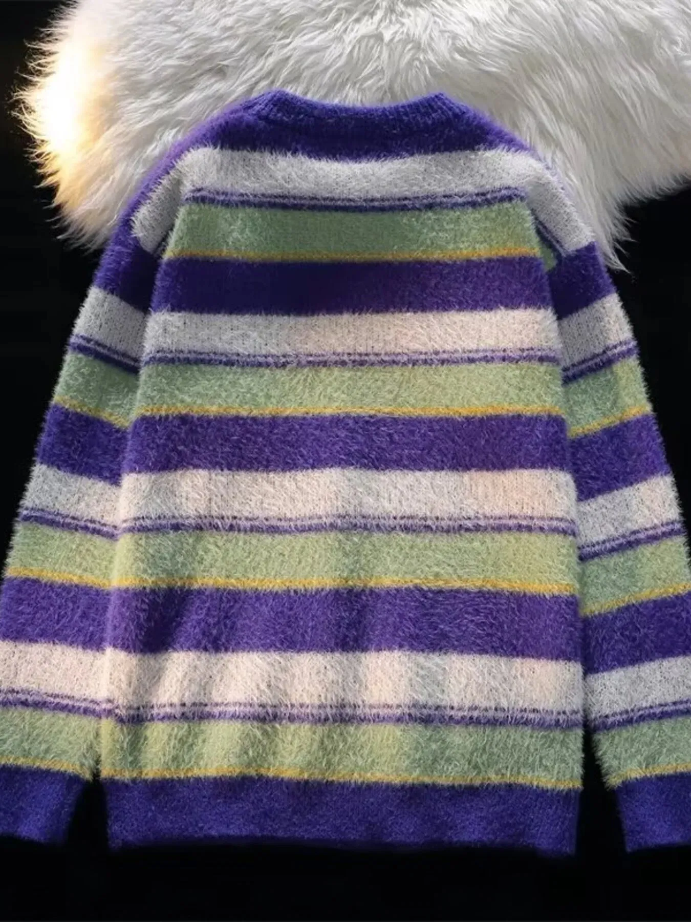 Men's Striped Fuzzy Knit Pullover Sweater sold by Unique Kulture product image thumbnail 2