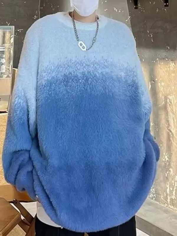 Men's Gradient Fuzzy Knit Pullover Sweater sold by Unique Kulture