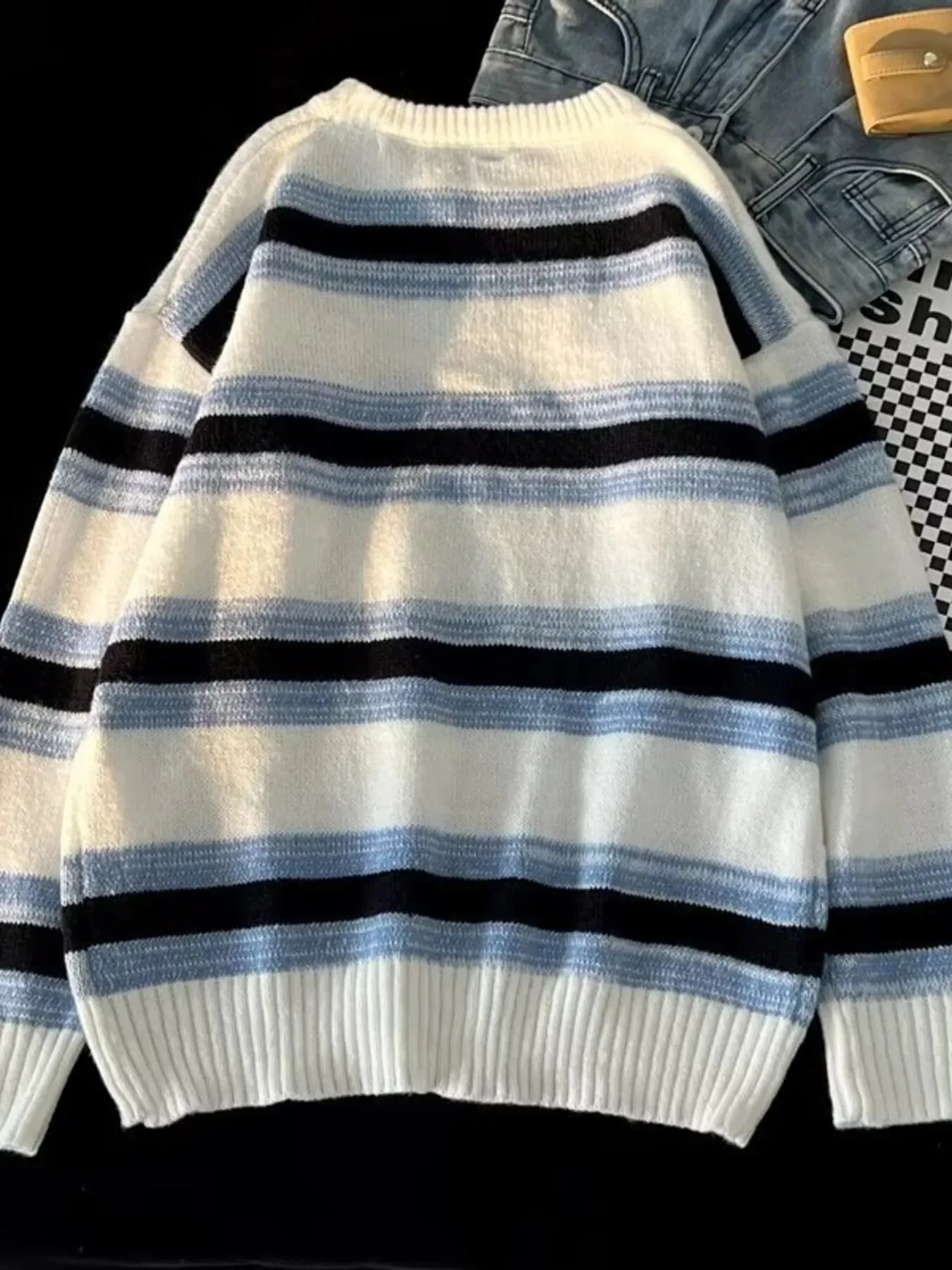 Men's Striped Knit Round Neck Sweater sold by Unique Kulture product image thumbnail 5