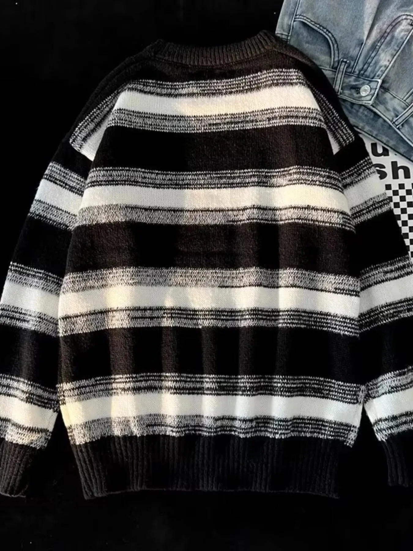 Men's Striped Knit Round Neck Sweater sold by Unique Kulture product image thumbnail 3