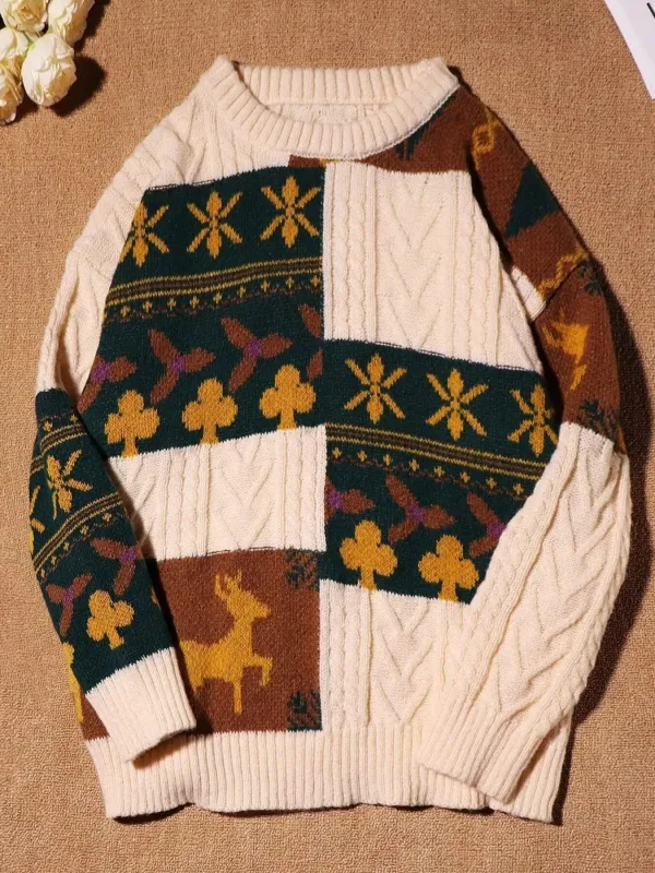 Men's Plus Size Vintage Patterned Cable Knit Sweater sold by Unique Kulture