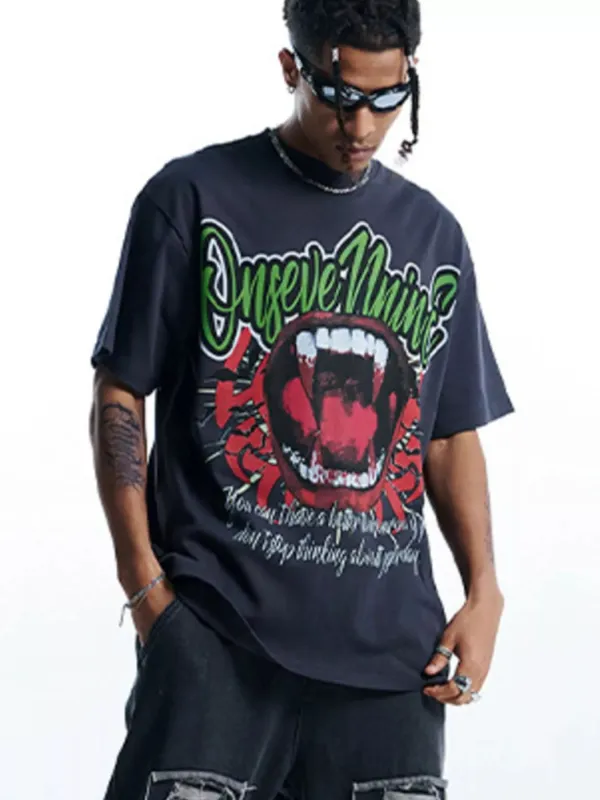 Men's Graphic Round Neck Oversized T-Shirt sold by Unique Kulture