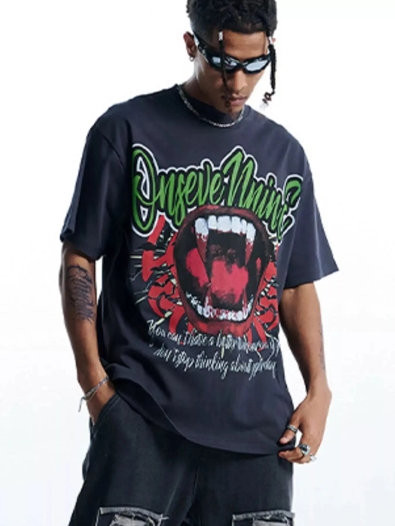 Men's Graphic Round Neck Oversized T-Shirt sold by Unique Kulture