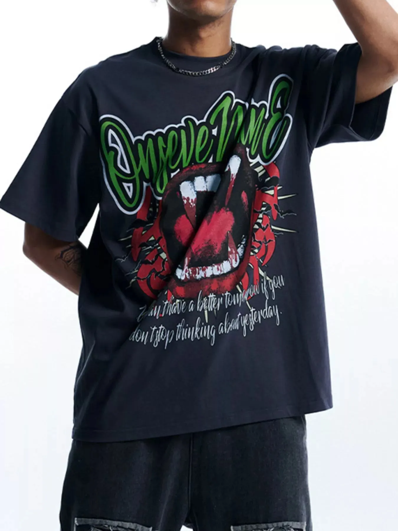 Men's Graphic Round Neck Oversized T-Shirt sold by Unique Kulture product image thumbnail 2