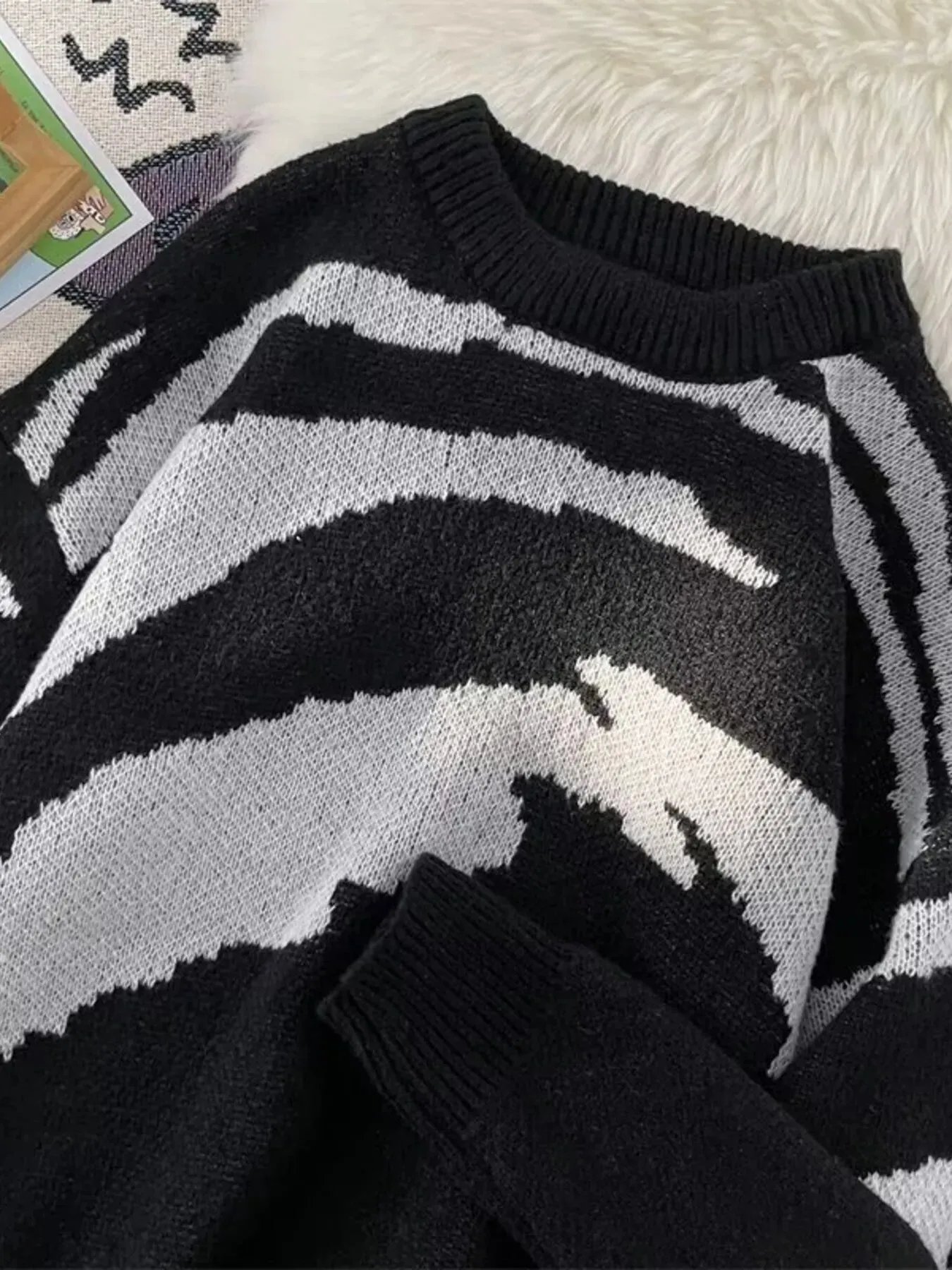 Men's Contrast Round Neck Sweater sold by Unique Kulture product image thumbnail 2