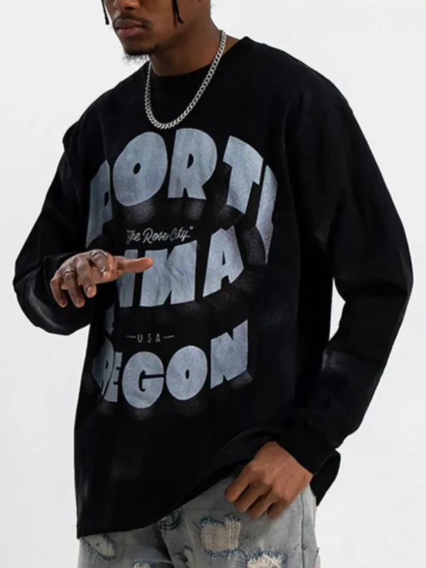 Men's Graphic Round Neck Long Sleeve T-Shirt sold by Unique Kulture