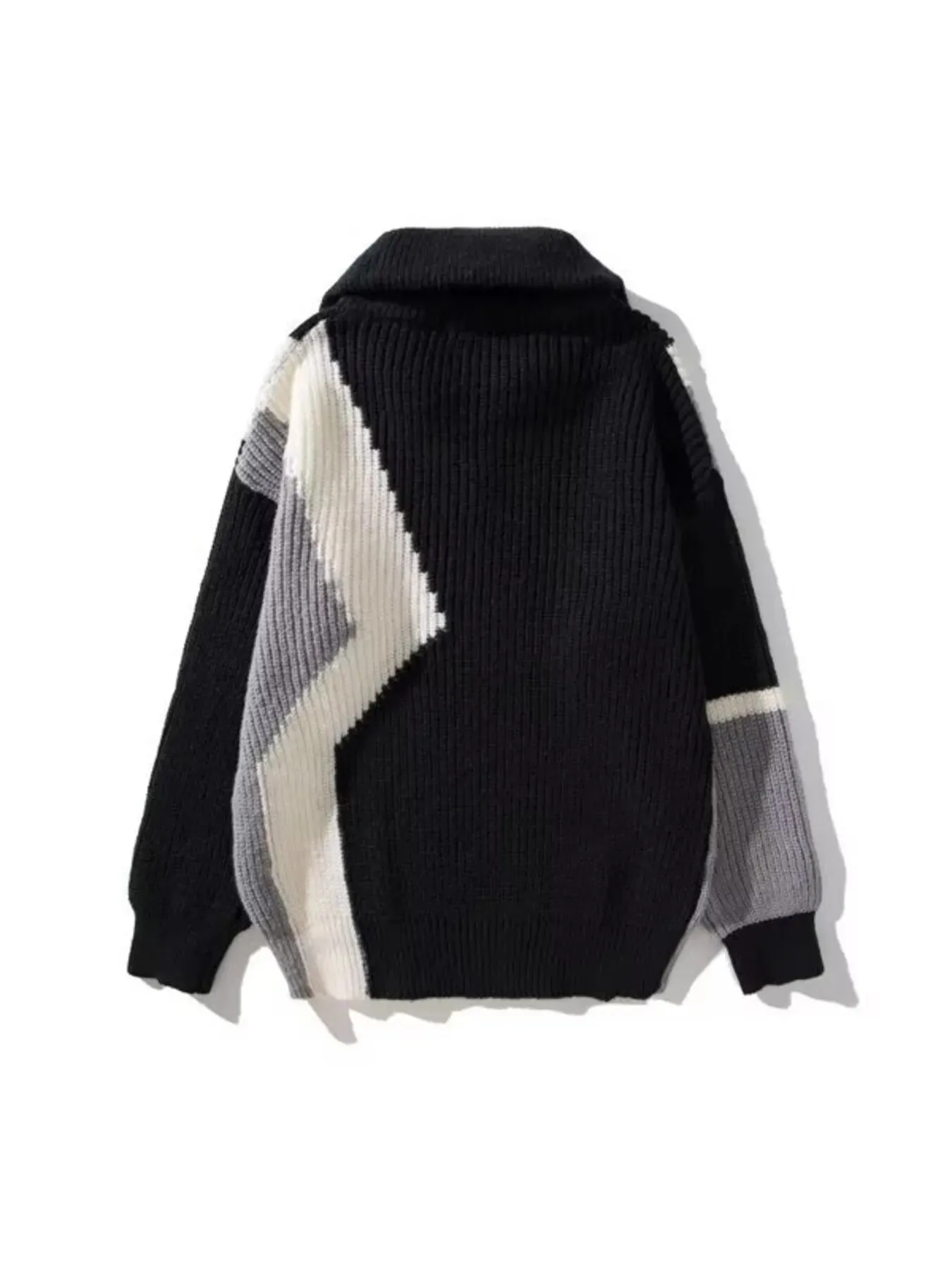 Men's Plus Size Color Block Zip Collar Sweater sold by Unique Kulture product image thumbnail 2