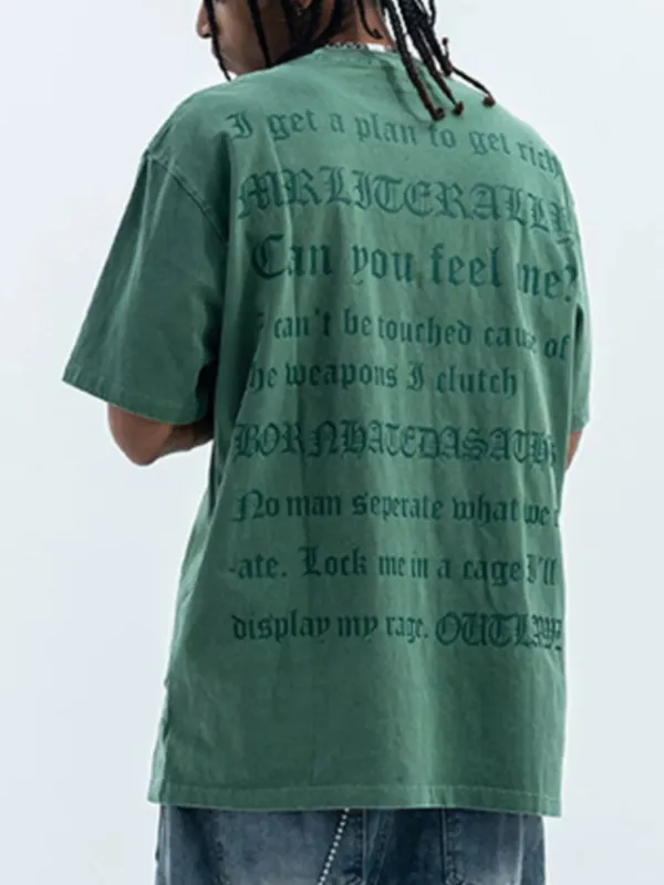 Men's Letter Round Neck Short Sleeve T-Shirt sold by Unique Kulture