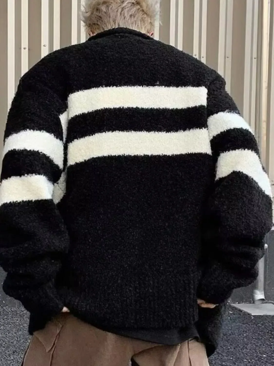 Men's Striped Knit Button-Down Cardigan sold by Unique Kulture product image thumbnail 3