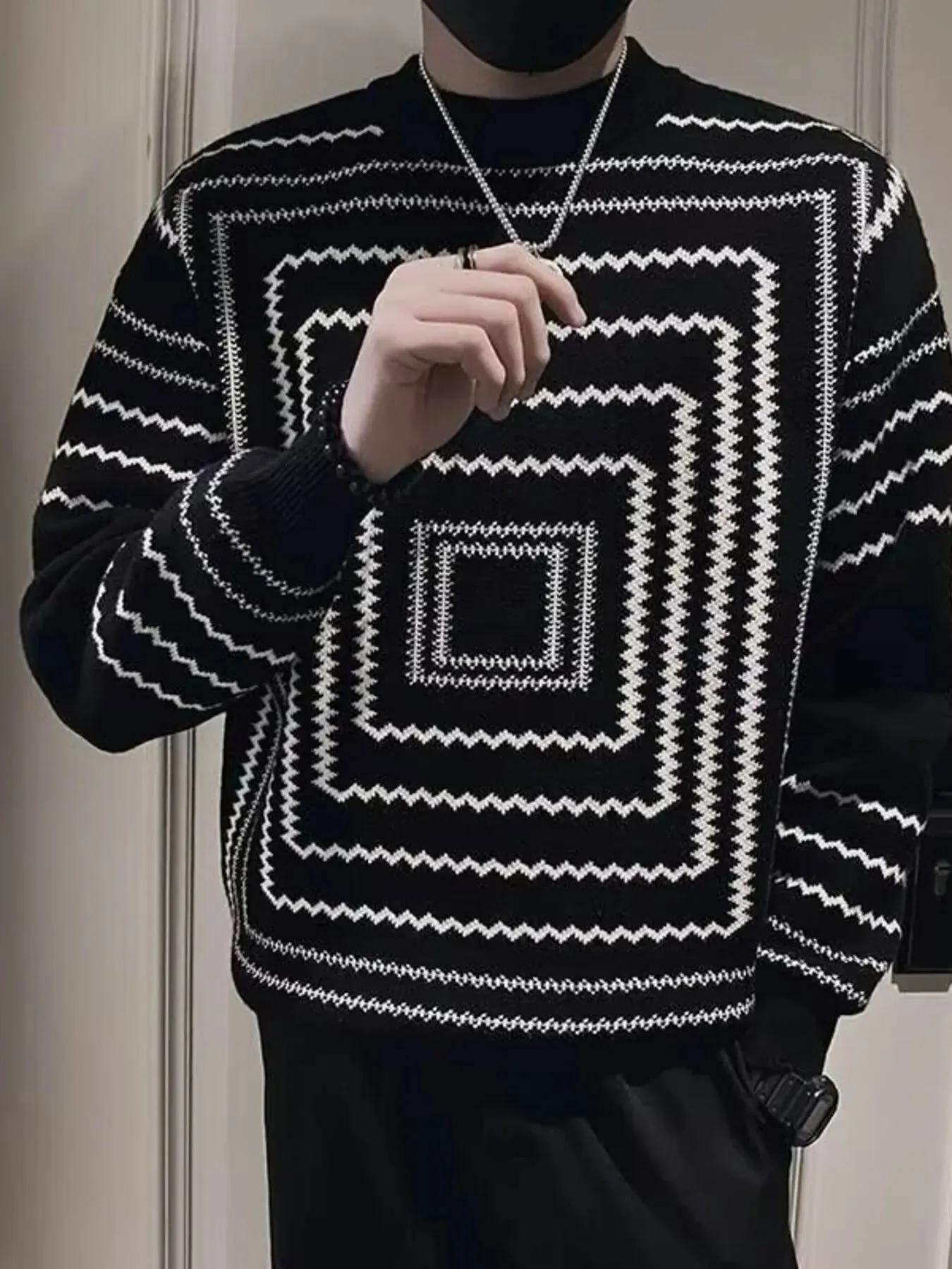 Men's Plus Size Geometric Pattern Knitted Pullover sold by Unique Kulture product image thumbnail 4