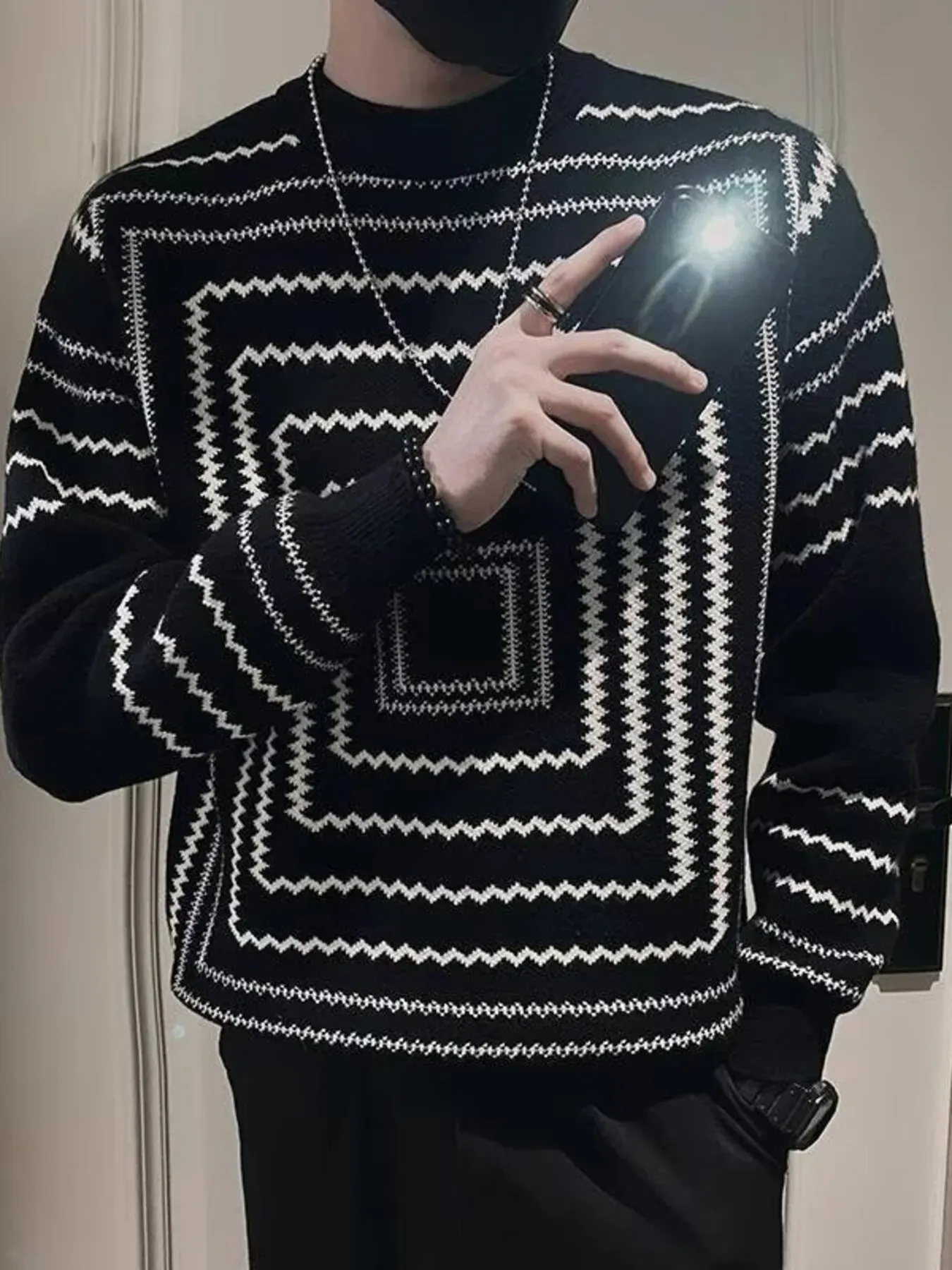 Men's Plus Size Geometric Pattern Knitted Pullover sold by Unique Kulture product image thumbnail 3