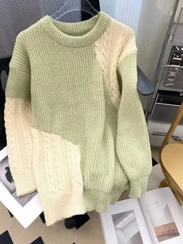 Men's Color Block Cable Knit Pullover sold by Unique Kulture