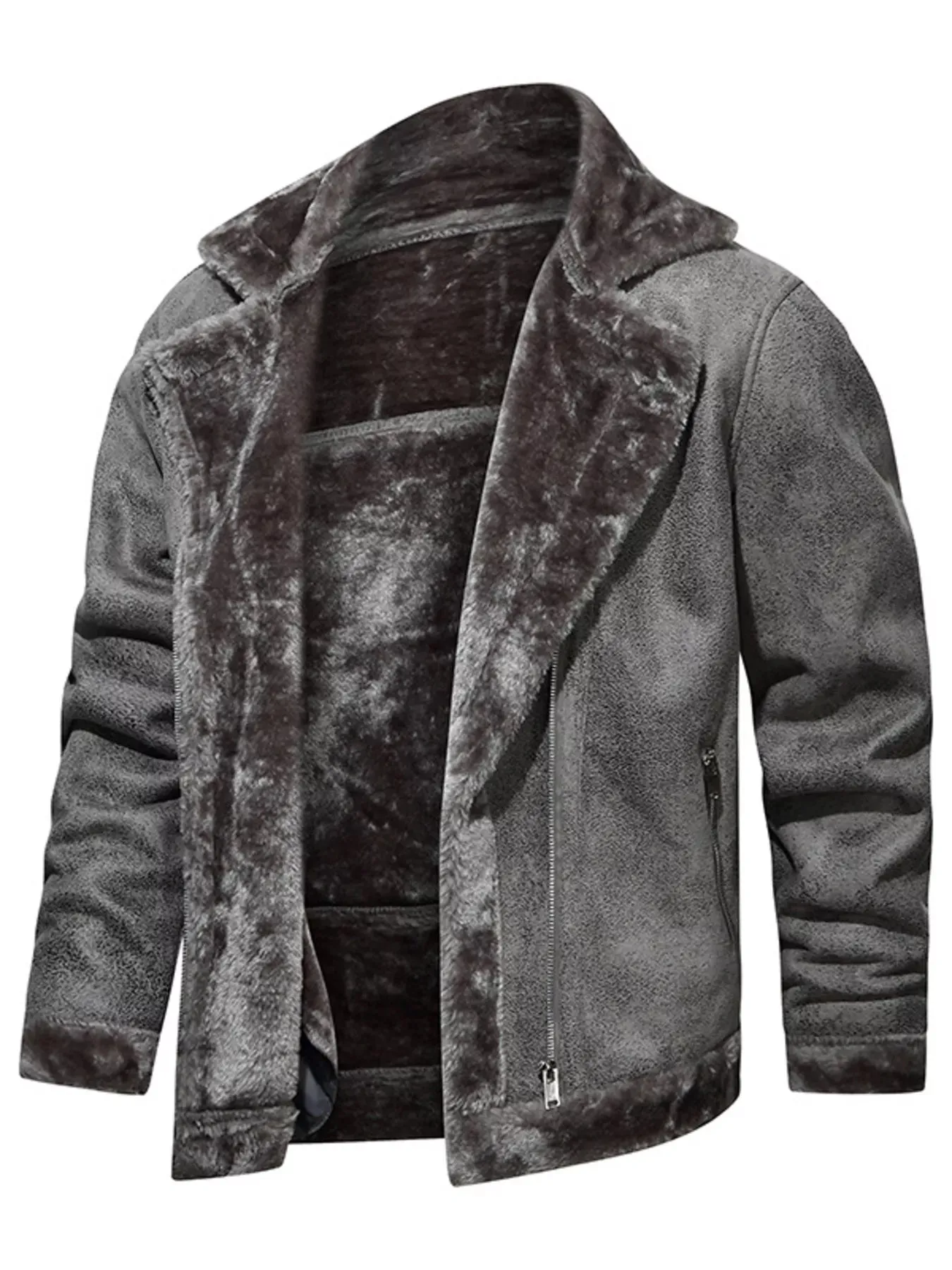 Men's Plus Size Zip Up Fuzzy Outerwear sold by Unique Kulture product image thumbnail 2