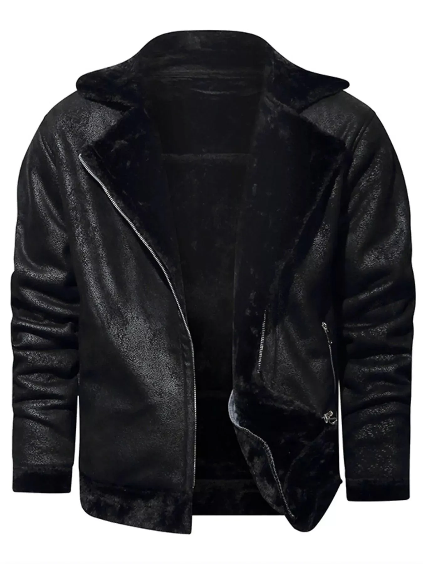 Men's Plus Size Zip Up Fuzzy Outerwear sold by Unique Kulture product image thumbnail 3