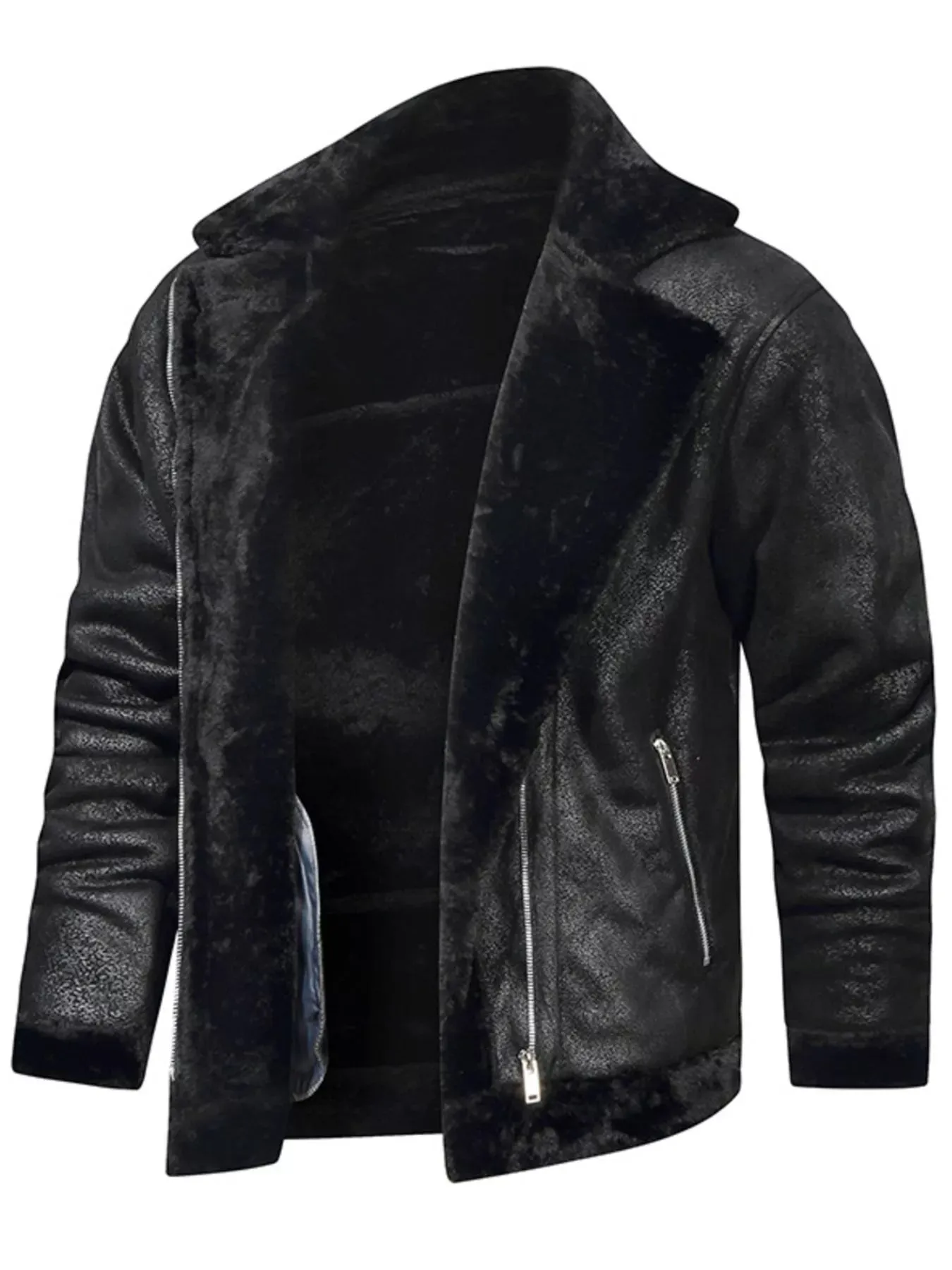 Men's Plus Size Zip Up Fuzzy Outerwear sold by Unique Kulture product image thumbnail 4