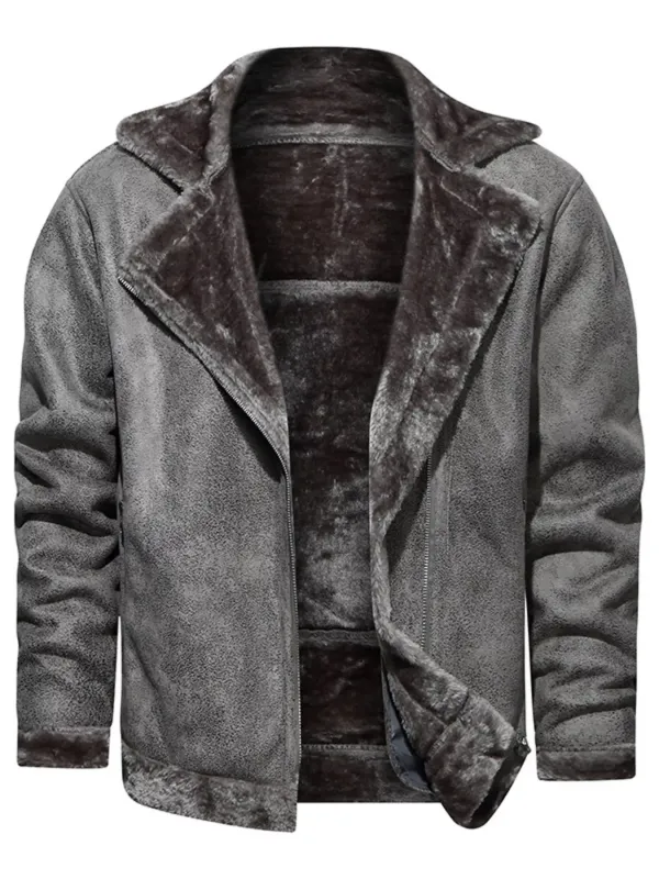 Men's Plus Size Zip Up Fuzzy Outerwear sold by Unique Kulture