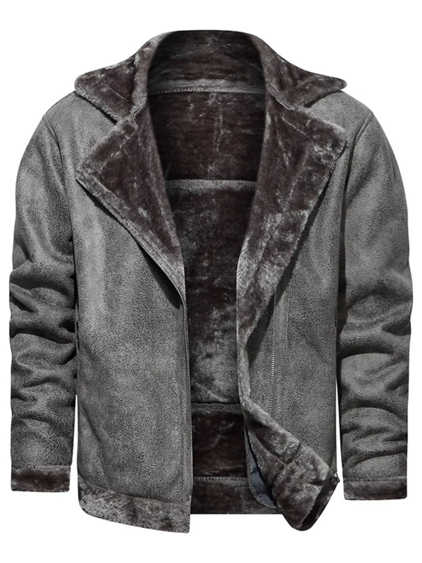 Men's Plus Size Zip Up Fuzzy Outerwear sold by Unique Kulture